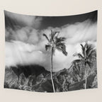 Kauai, Hawaii - Black and White Landscape Photography Wall Tapestry Gallery Image 4
