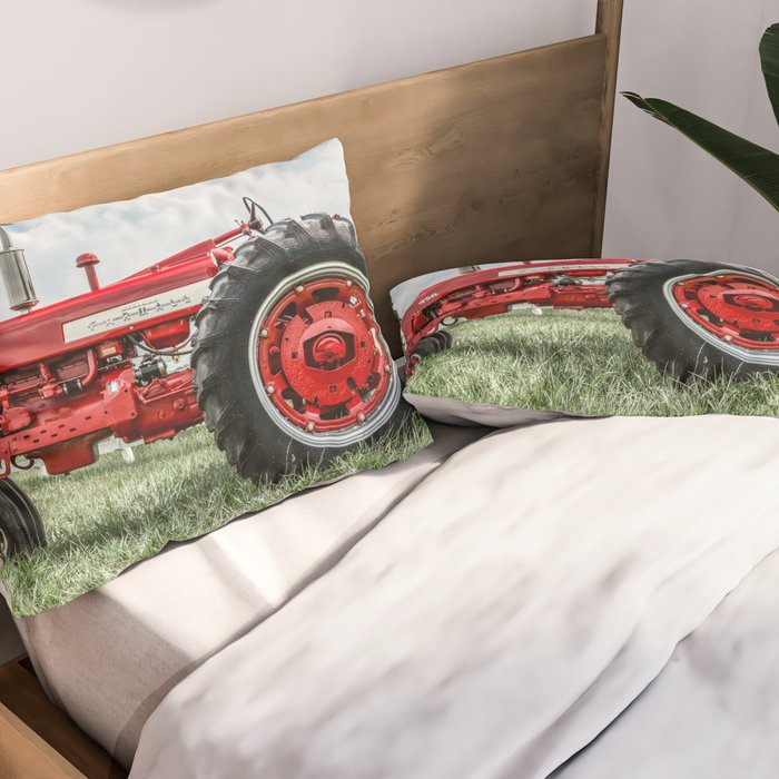 Vintage IH Farmall 450 Side View Red Tractor Pillow Sham Gallery Image 2