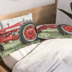 Vintage IH Farmall 450 Side View Red Tractor Pillow Sham Gallery Image 2