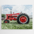 Vintage IH Farmall 450 Side View Red Tractor Jigsaw Puzzle Gallery Image 1