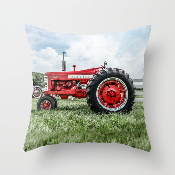Vintage IH Farmall 450 Side View Red Tractor Throw Pillow Gallery Image 6