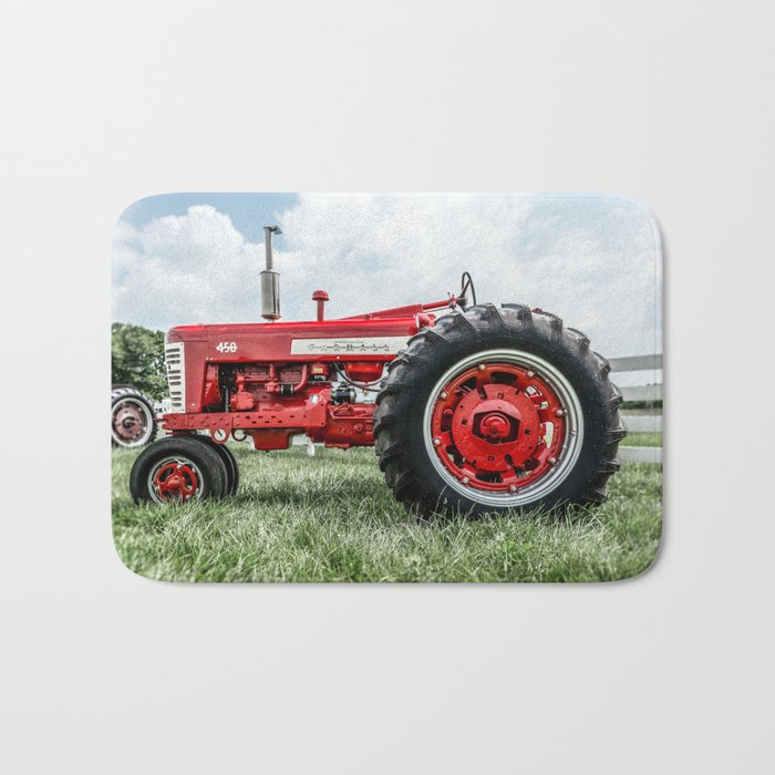 Vintage IH Farmall 450 Side View Red Tractor Bath Mat Gallery Image 1