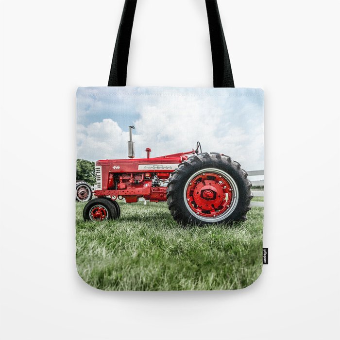Vintage IH Farmall 450 Side View Red Tractor Tote Bag Gallery Image 1