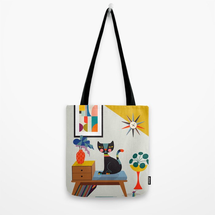 Mid Century Modern Cat Tote Bag Gallery Image 2