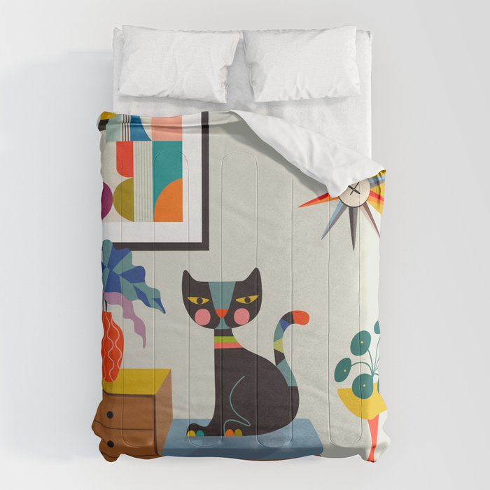 Mid Century Modern Cat Comforter Gallery Image 1