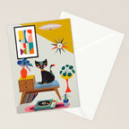 Mid Century Modern Cat Stationery Card Gallery Image 2