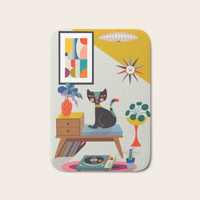 Mid Century Modern Cat Bath Mat Gallery Image 1