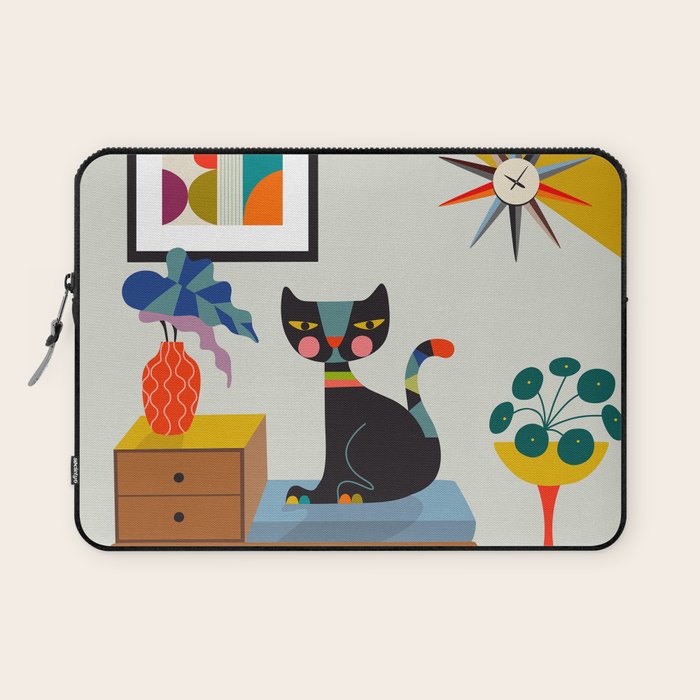 Mid Century Modern Cat Laptop Sleeve Gallery Image 1