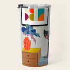 Mid Century Modern Cat Travel Mug Gallery Image 3