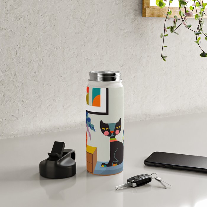 Mid Century Modern Cat Water Bottle Gallery Image 4