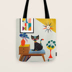 Mid Century Modern Cat Tote Bag Gallery Image 1