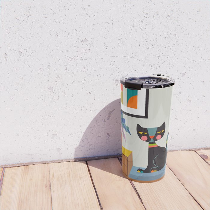 Mid Century Modern Cat Travel Mug Gallery Image 4