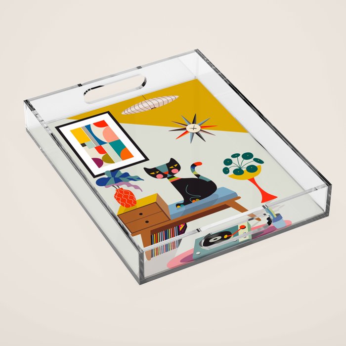 Mid Century Modern Cat Acrylic Tray Gallery Image 1