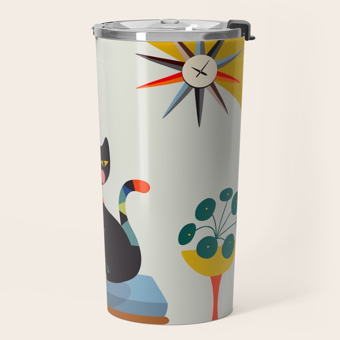 Mid Century Modern Cat Travel Mug Gallery Image 2