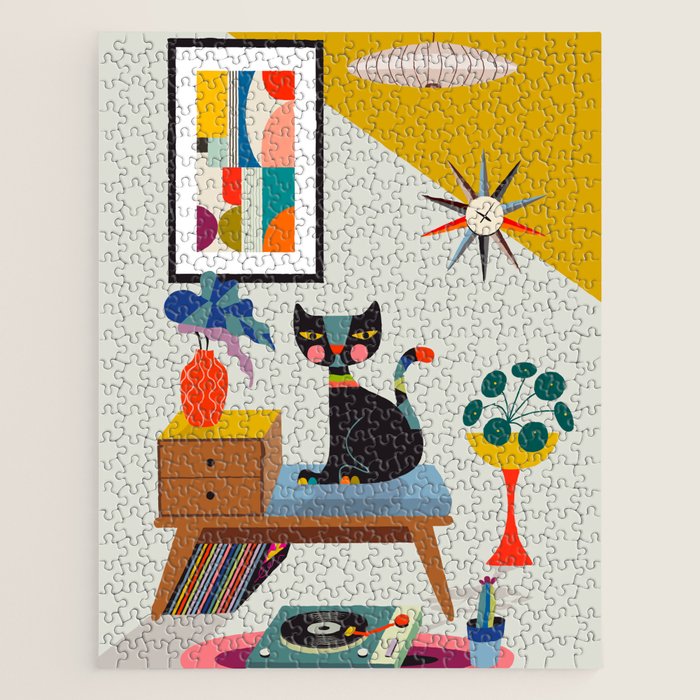 Mid Century Modern Cat Jigsaw Puzzle Gallery Image 1