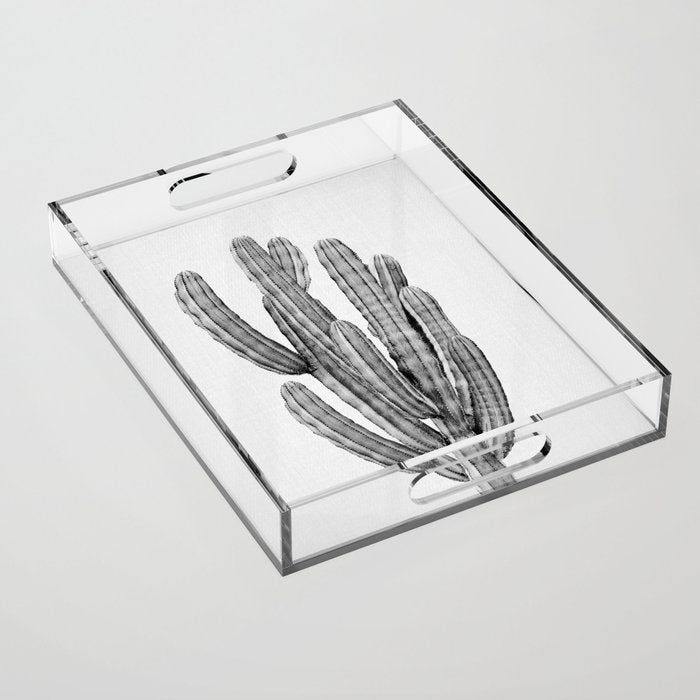 Cactus 3 - Black & White Acrylic Tray Gallery Image 1