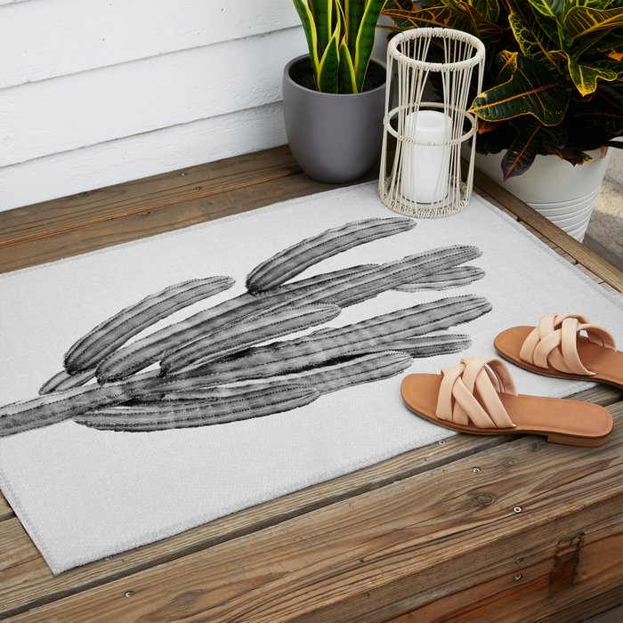 Cactus 3 - Black & White Outdoor Rug Gallery Image 2
