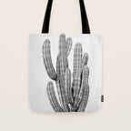Cactus 3 - Black & White Tote Bag Gallery Image 1