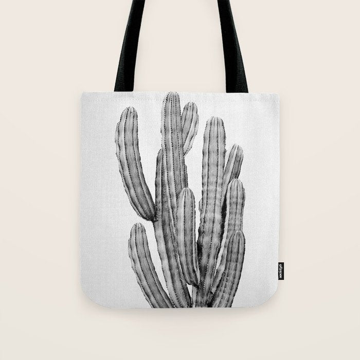 Cactus 3 - Black & White Tote Bag Gallery Image 1