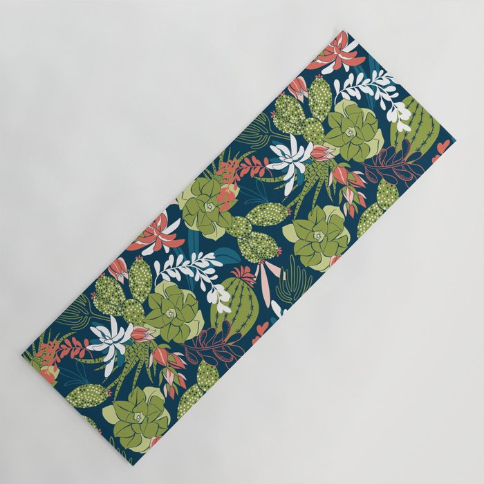 Succulent Garden Navy Yoga Mat Gallery Image 1
