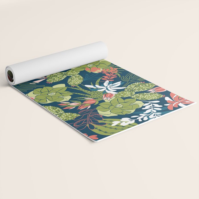 Succulent Garden Navy Yoga Mat Gallery Image 2