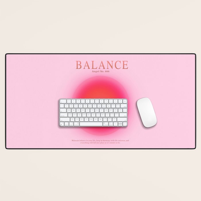 Gradient Angel Numbers: Angel Number 888 - Balance (Pink Palette) Desk Mat Gallery Image 1