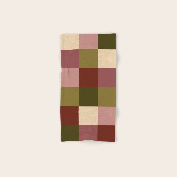 Bold Earthy Checks Pattern - Large V Bath Towel Gallery Image 1