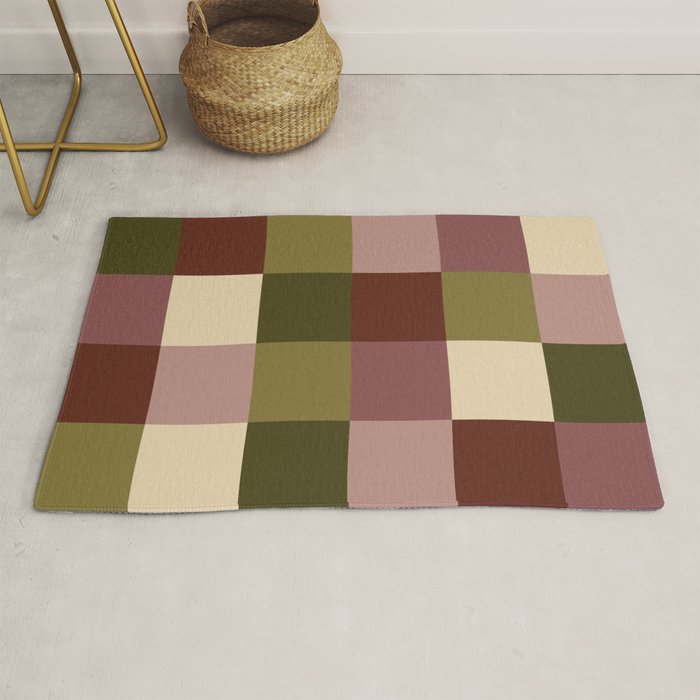 Bold Earthy Checks Pattern - Large V Rug Gallery Image 1