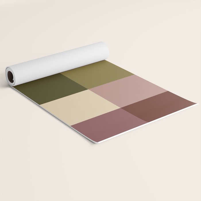 Bold Earthy Checks Pattern - Large V Yoga Mat Gallery Image 2