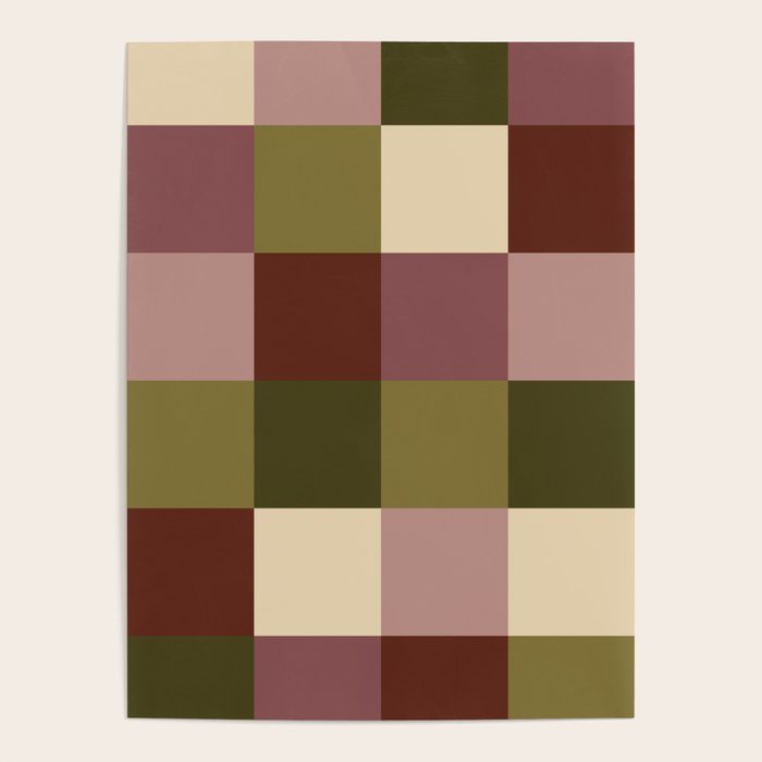 Bold Earthy Checks Pattern - Large V Poster Gallery Image 4