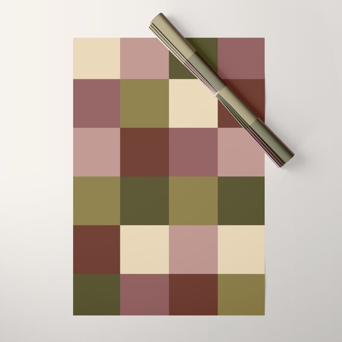 Bold Earthy Checks Pattern - Large V Wrapping Paper Gallery Image 1