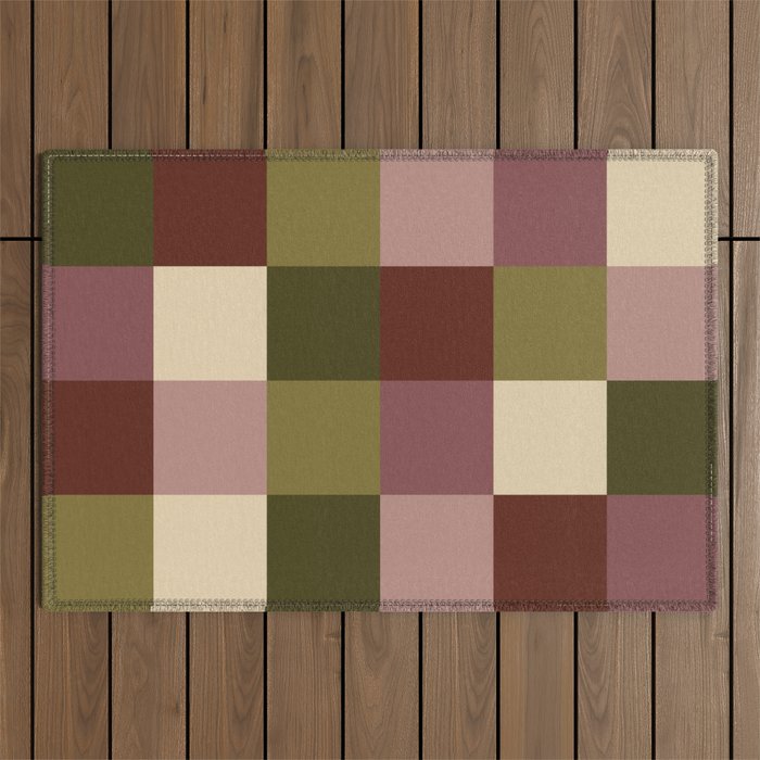 Bold Earthy Checks Pattern - Large V Outdoor Rug Gallery Image 1