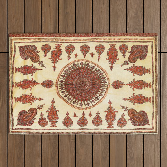 Kerman South Persian Embroidery Print Outdoor Rug Gallery Image 1