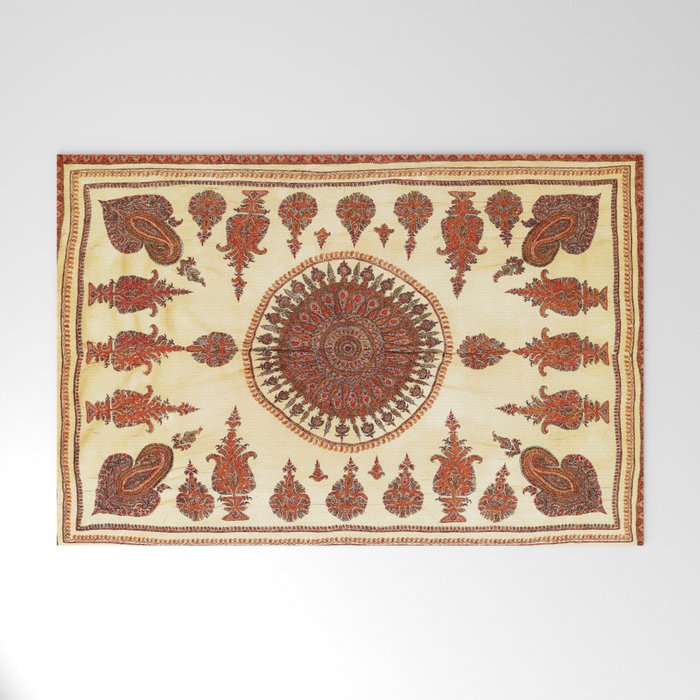 Kerman South Persian Embroidery Print Welcome Mat Gallery Image 1