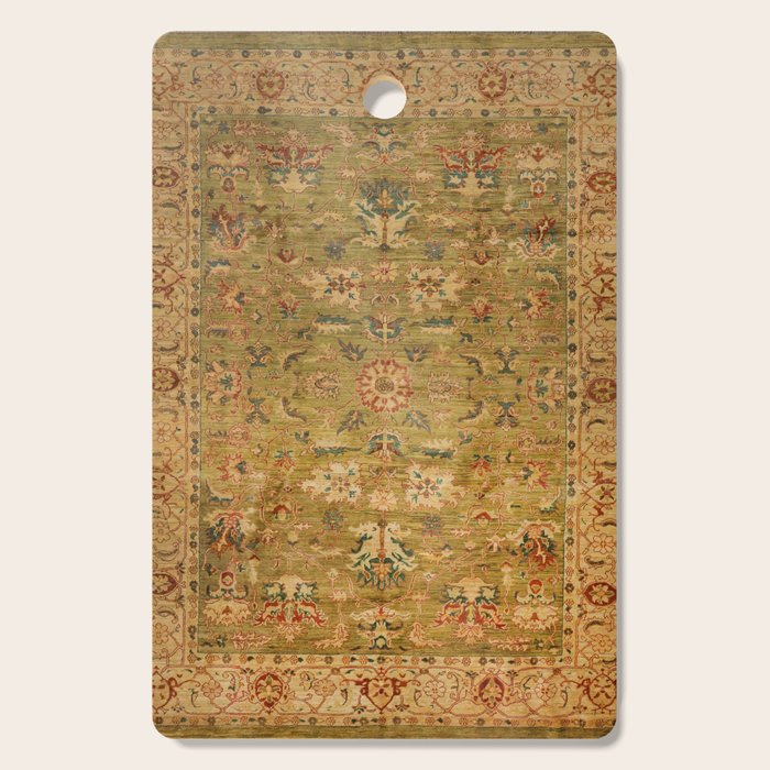 Persian 19th Century Authentic Colorful Muted Green Yellow Blue Vintage Patterns Cutting Board Gallery Image 1