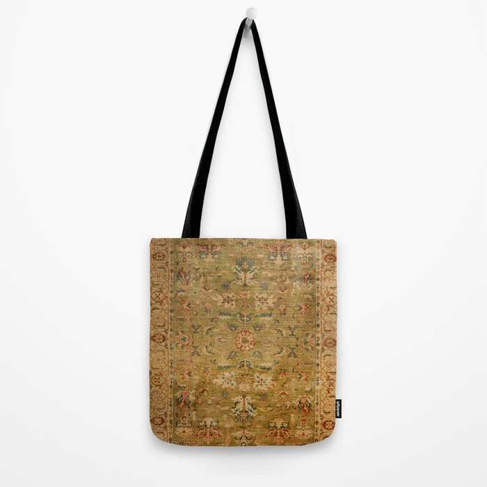 Persian 19th Century Authentic Colorful Muted Green Yellow Blue Vintage Patterns Tote Bag Gallery Image 2