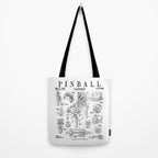 Pinball Arcade Gaming Machine Vintage Gamer Patent Print Tote Bag Gallery Image 2