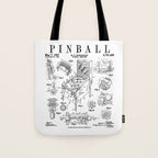Pinball Arcade Gaming Machine Vintage Gamer Patent Print Tote Bag Gallery Image 1