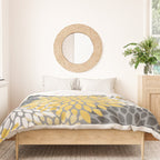 Modern Elegant Chic Floral Pattern, Soft Yellow, Gray, White Duvet Cover Gallery Image 3