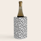 Black and white line doodle squiggle pattern Wine Chiller Gallery Image 1