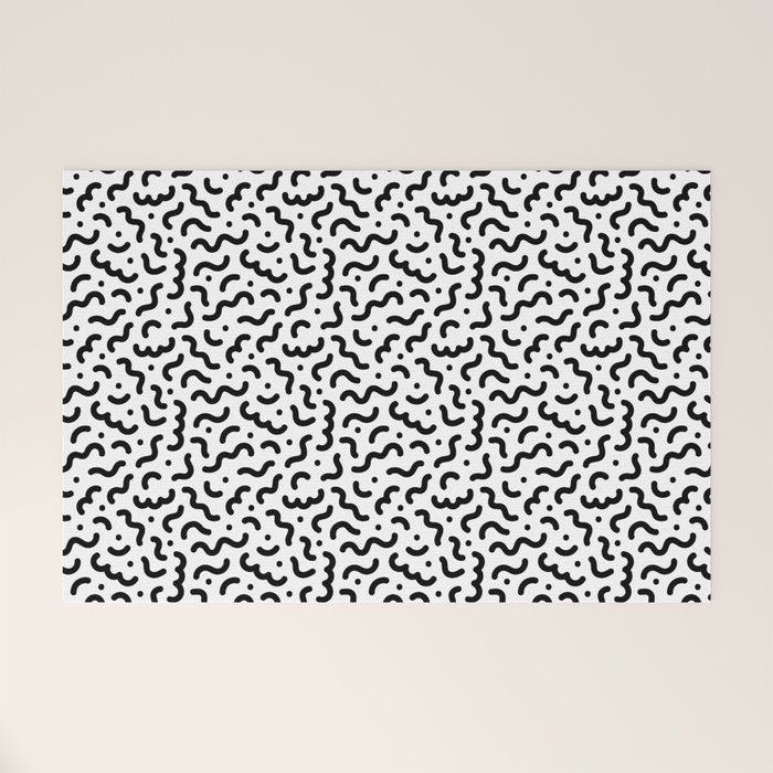 Black and white line doodle squiggle pattern Welcome Mat Gallery Image 1