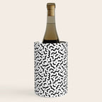 Black and white line doodle squiggle pattern Wine Chiller Gallery Image 2