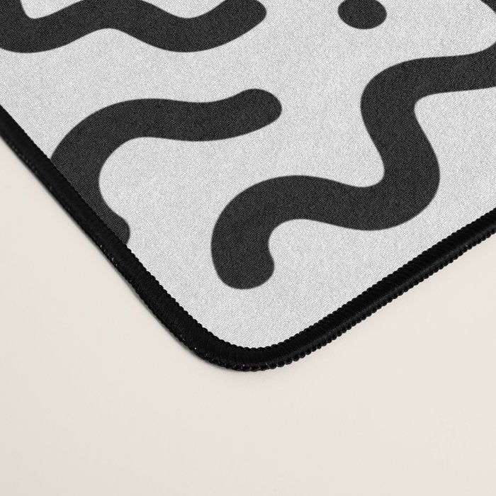 Black and white line doodle squiggle pattern Desk Mat Gallery Image 4