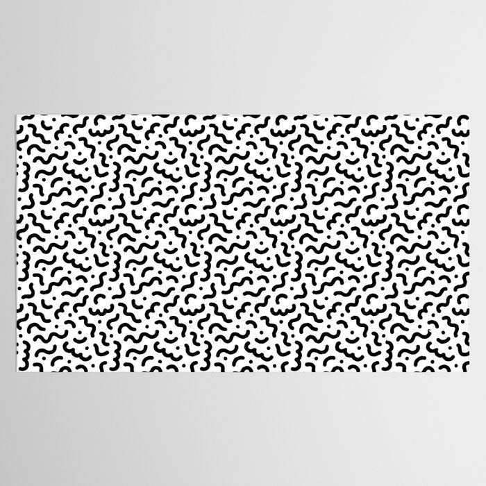 Black and white line doodle squiggle pattern Tablecloth Gallery Image 2