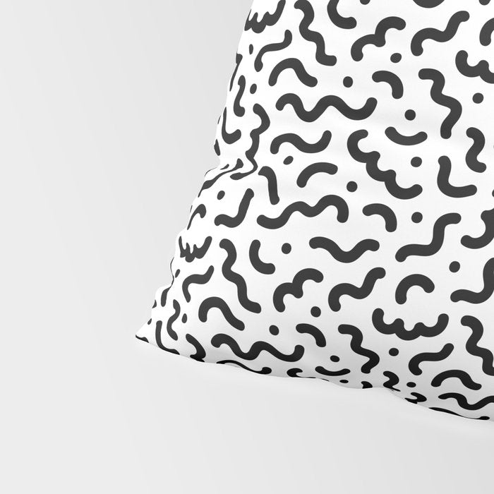 Black and white line doodle squiggle pattern Pillow Sham Gallery Image 4