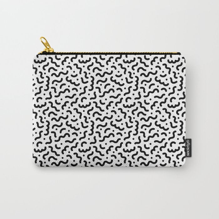 Black and white line doodle squiggle pattern Carry All Pouch Gallery Image 1