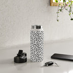 Black and white line doodle squiggle pattern Water Bottle Gallery Image 4