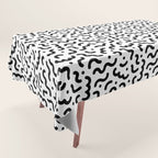 Black and white line doodle squiggle pattern Tablecloth Gallery Image 1