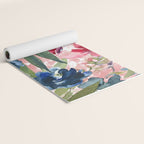 Watercolor pink navy blue burgundy mint floral Yoga Mat Gallery Image 2