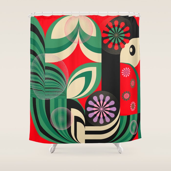 Geisha Sakura Girl Shower Curtain Gallery Image 1
